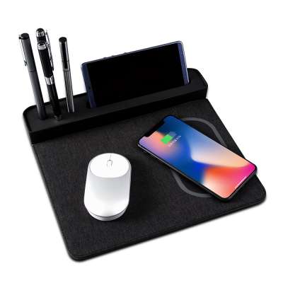 Qi Wireless Fast Charging Mouse Pad Mat for iPhone X iPhone 8 Galaxy S8 S9 Plus Samsung Note 8 9 (Black)