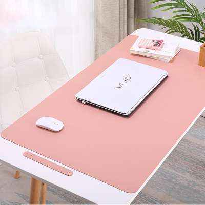 Double color non-slip faux pvcleather desk pad office full desk mouse pad